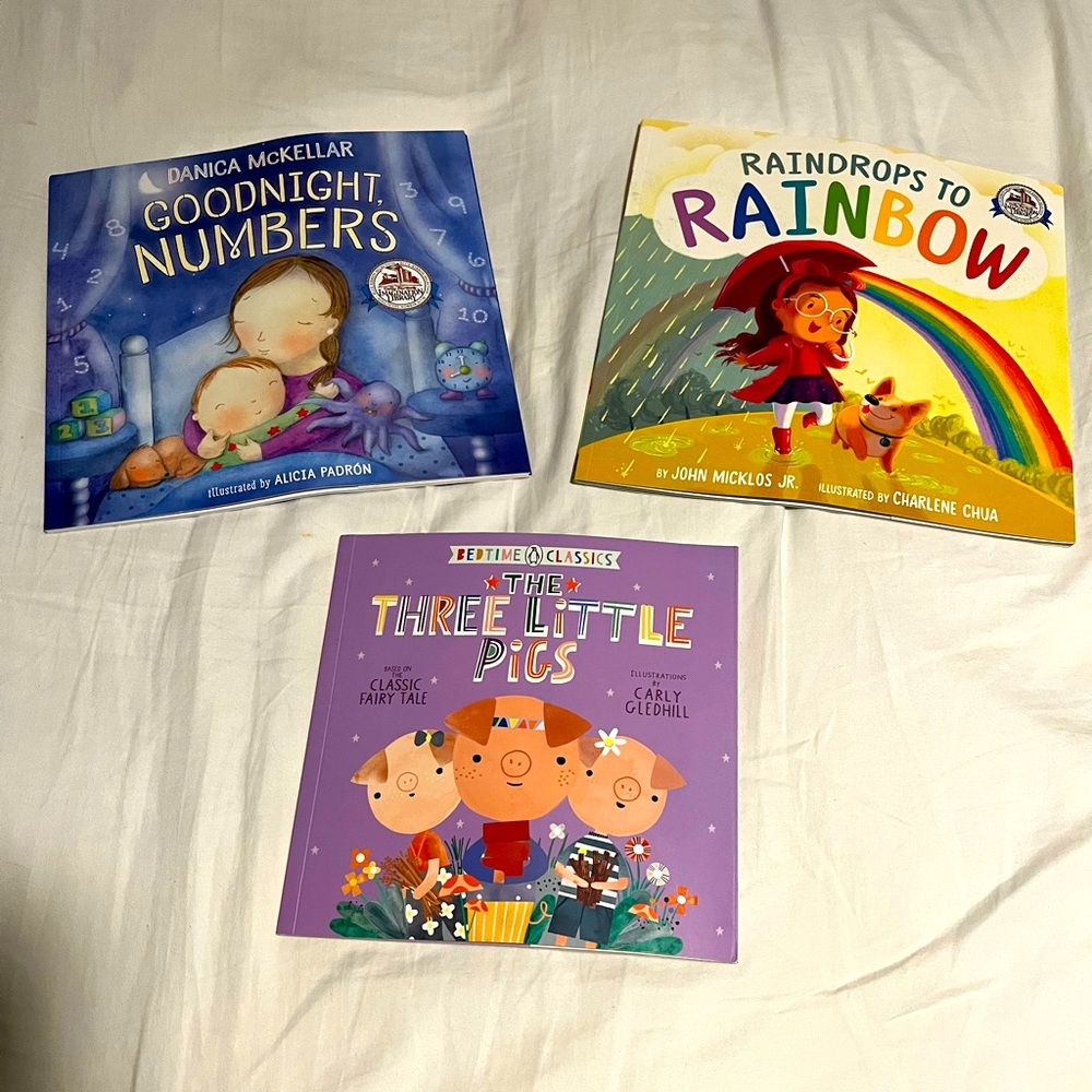 Children’s Books-Goodnight Numbers, Raindrops to Rainbow, The Three Little Pigs